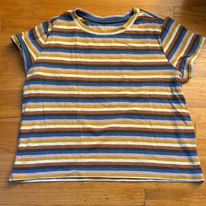 LOFT Striped Short Sleeve Tee - Blue, Yellow, Brown